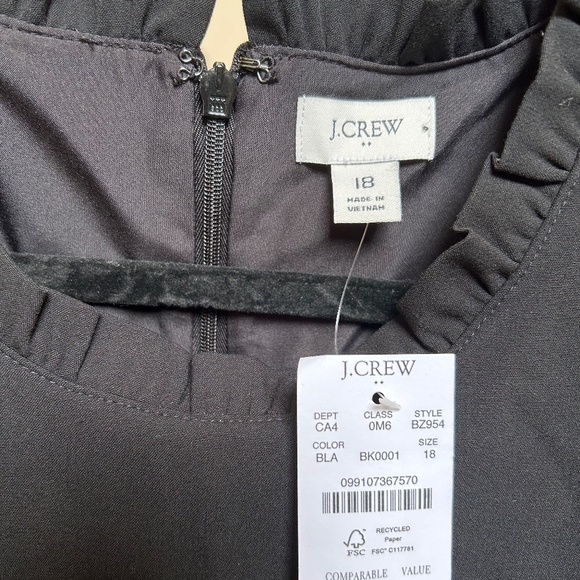 J. Crew Factory | Ruffleneck Suiting Dress | Size 18 | Black NWT - Picture 6 of 7